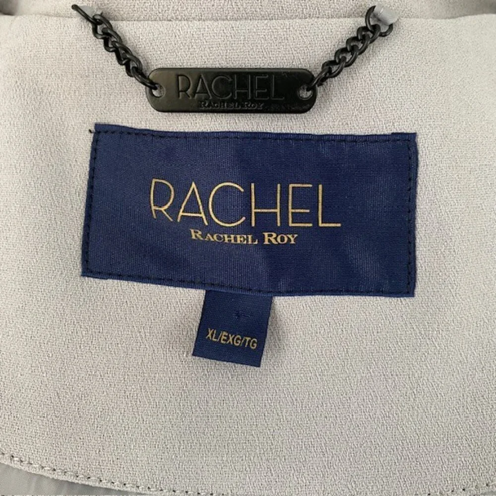 RACHEL ROY Luxe Crepe Trench Long Coat Gray Mist XL NWT